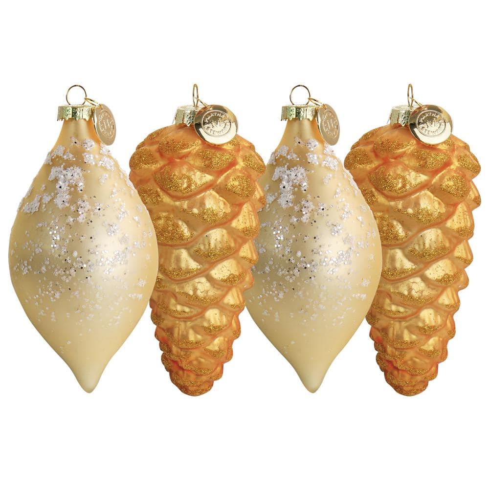 Holiday Pointy Ball and Pinecone 4 Piece Ornament Set in Gold price history on PriceWatchPro
