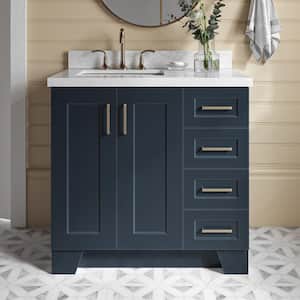 Taylor 37 in. W x 22 in. Dx 36 in. H Bath Vanity in Midnight Blue with Carrara White Marble Top