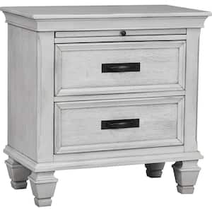Franco Antique White 2-Drawer Nightstand