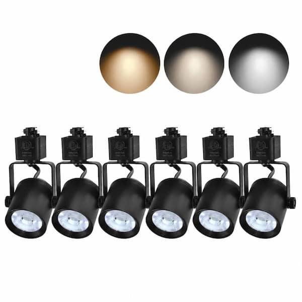 9W 3-Color Selectable Dimmable LED Track Lighting Heads, 3000K/4000K/5000K, CRI90, 24° Beam, ETL, 6-Pack, Black