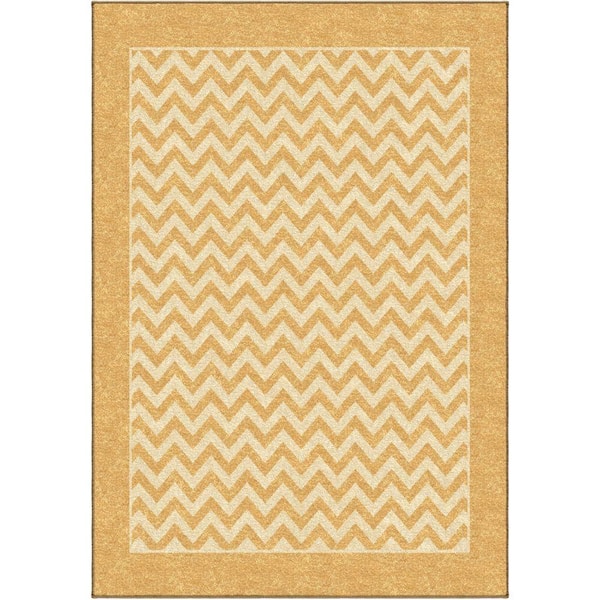 Orian Rugs Chevron Stripe Gold 5 ft. x 8 ft. Indoor/Outdoor Area Rug