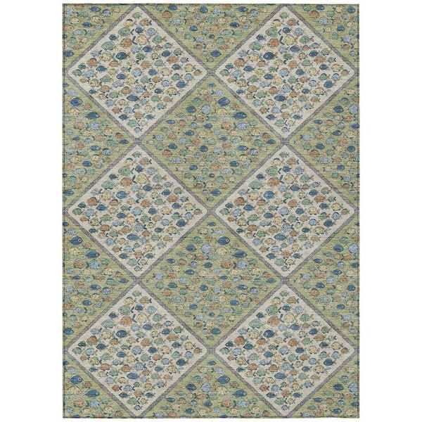Chantille Machine Washable Indoor/Outdoor Abstract ACN2579 Aloe 10 ft. x 14 ft. Area Rug