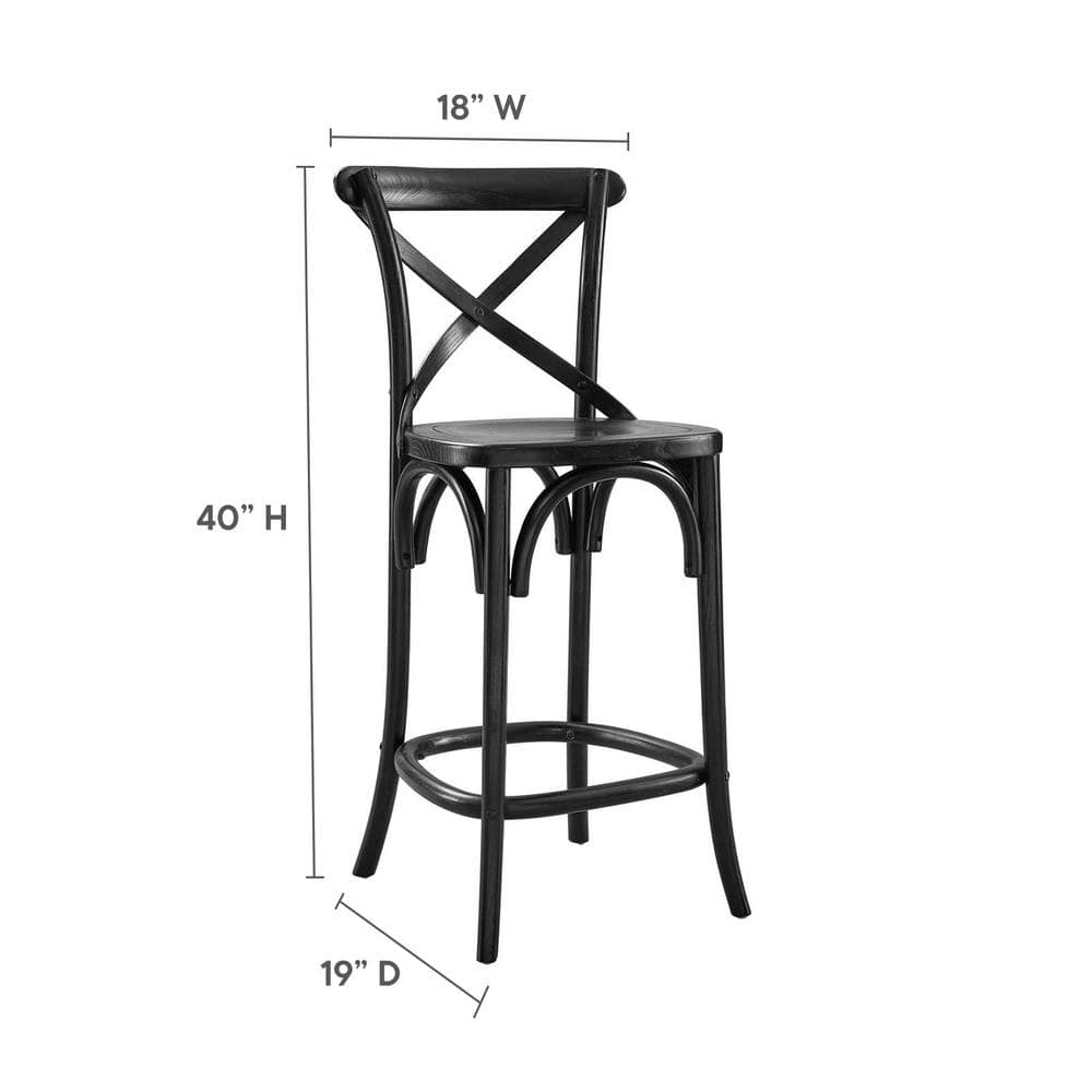 Modern Farmhouse Elm Wood Gear Counter Stool in Black