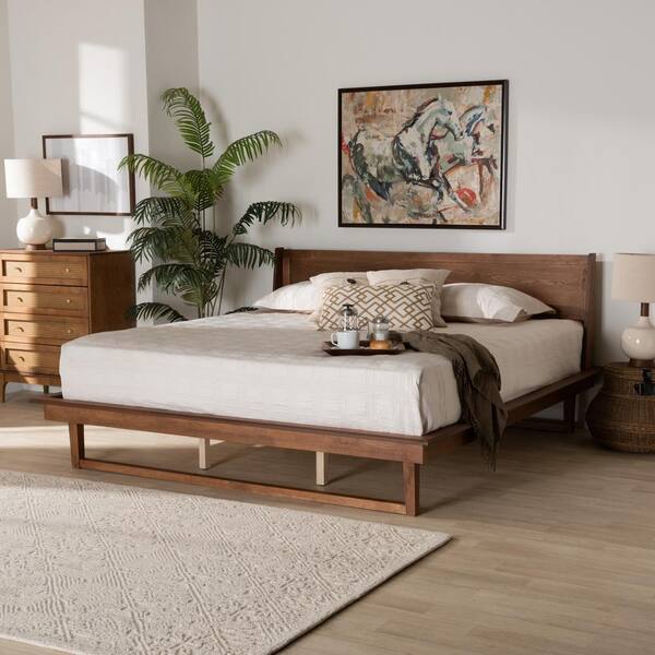 Baxton Studio Macayle Brown Wood Frame King Size Platform Bed 227