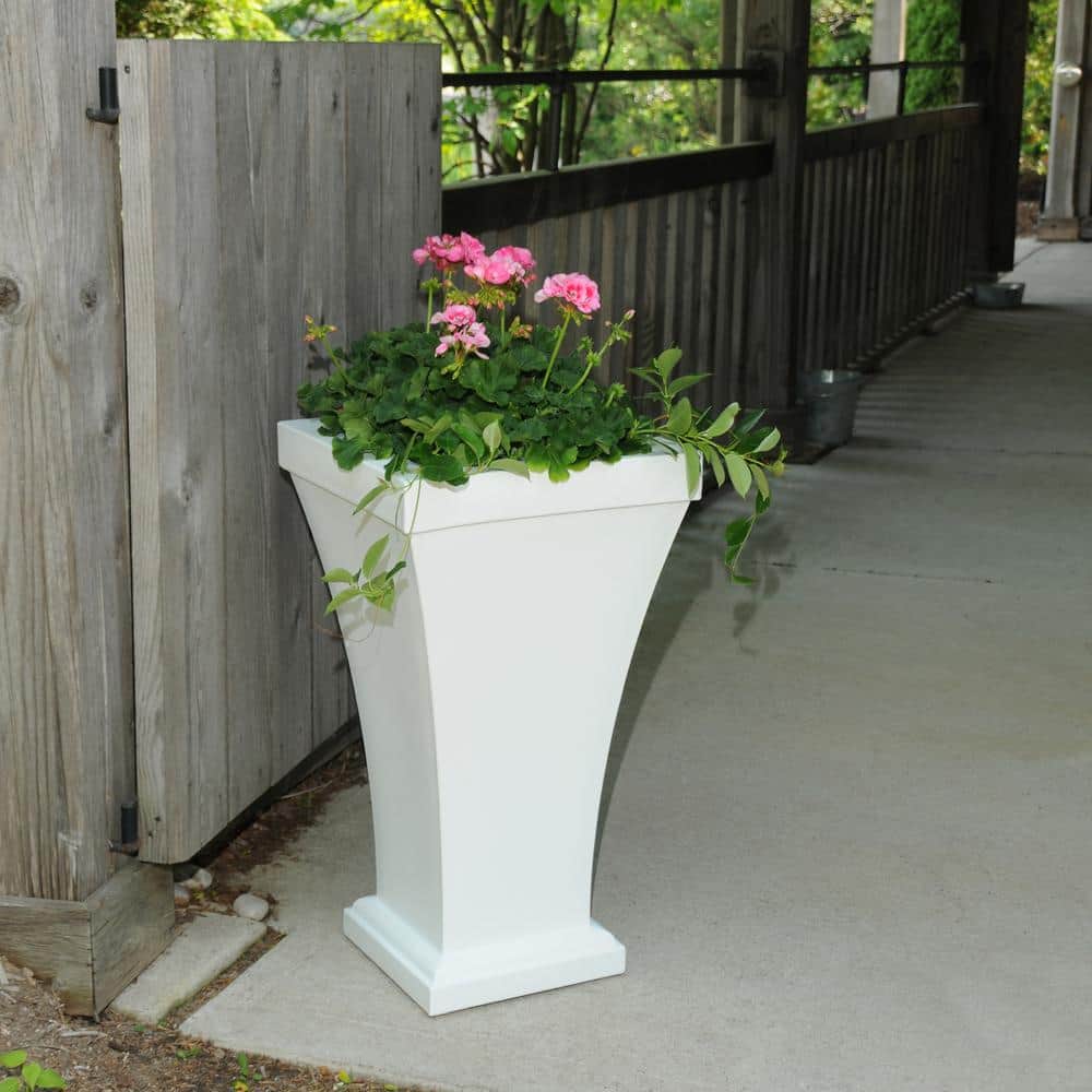 Elegant Bordeaux Tall Self-Watering Planter in White Polyethylene