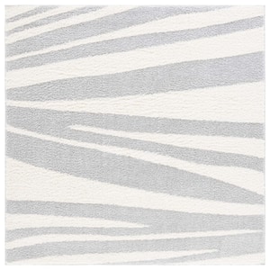Norway Gray/Ivory 7 ft. x 7 ft. Abstract Striped Square Area Rug
