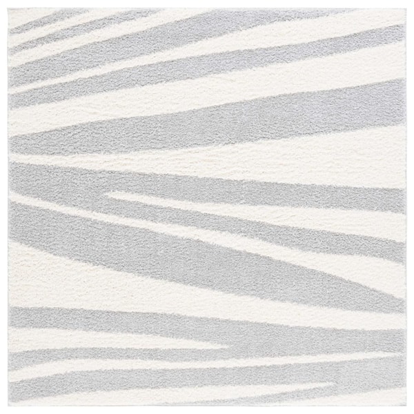 SAFAVIEH Norway Gray/Ivory 7 ft. x 7 ft. Abstract Striped Square Area Rug