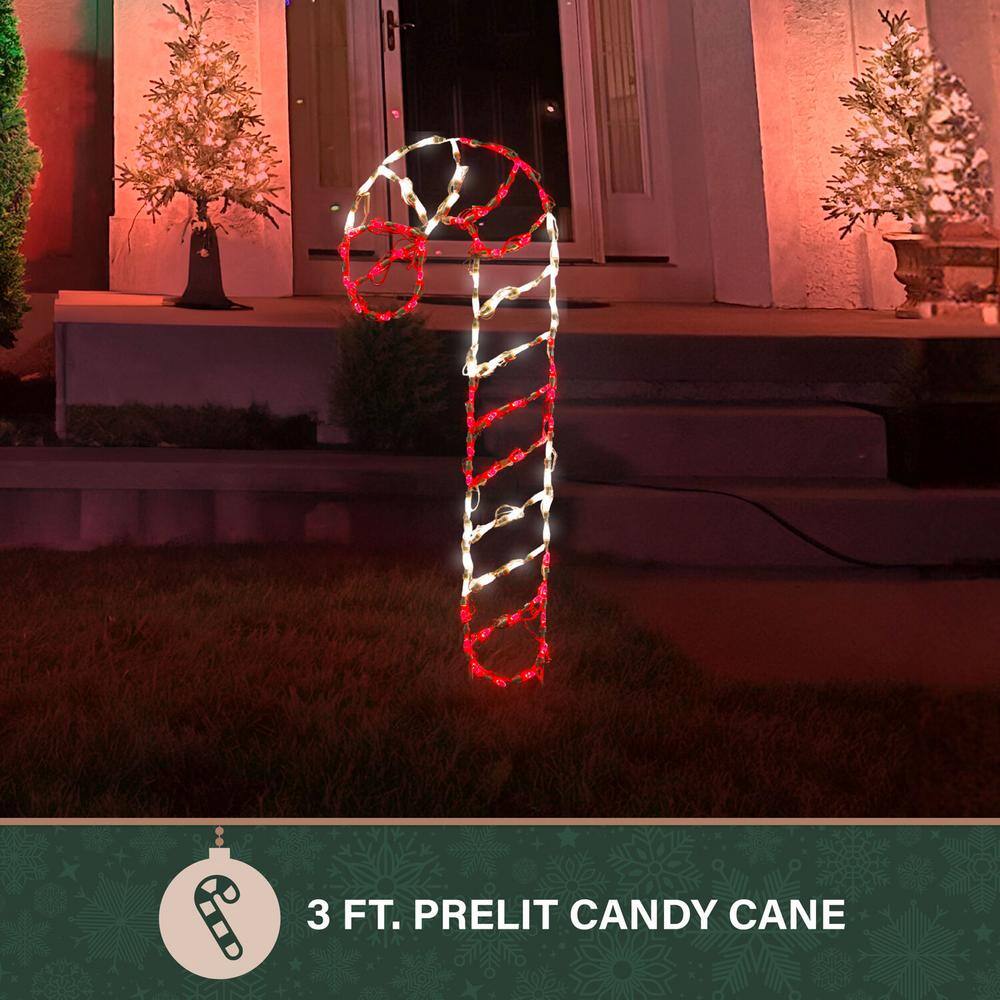 Giant Red and White LED Candy Cane Outdoor Light