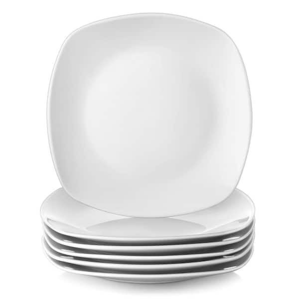 Set of 6 Porcelain Dessert Square Plates 18 cm Kitchen Crockery White Tableware 