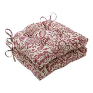 Paisley 16 in. x 15.5 in. 2-Piece Outdoor Dining Chair Cushion in Red/Tan Fairhaven