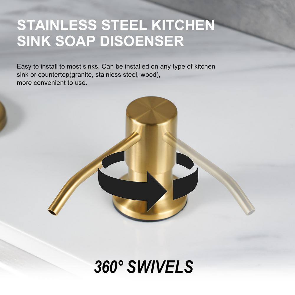Brushed Gold Stainless Steel Pull Down Kitchen Faucet with Soap Dispenser
