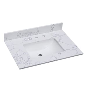 31 in. W x 22 in. D Engineered Stone Composite Vanity Top in White with White Rectangular Single Sink