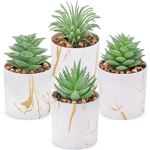 Unbranded 2.2 in. Pink Indoor Artificial Succulent Plant Set of 2, Mini  Fake Plants for Desk or Home Decor 59B1124C1958