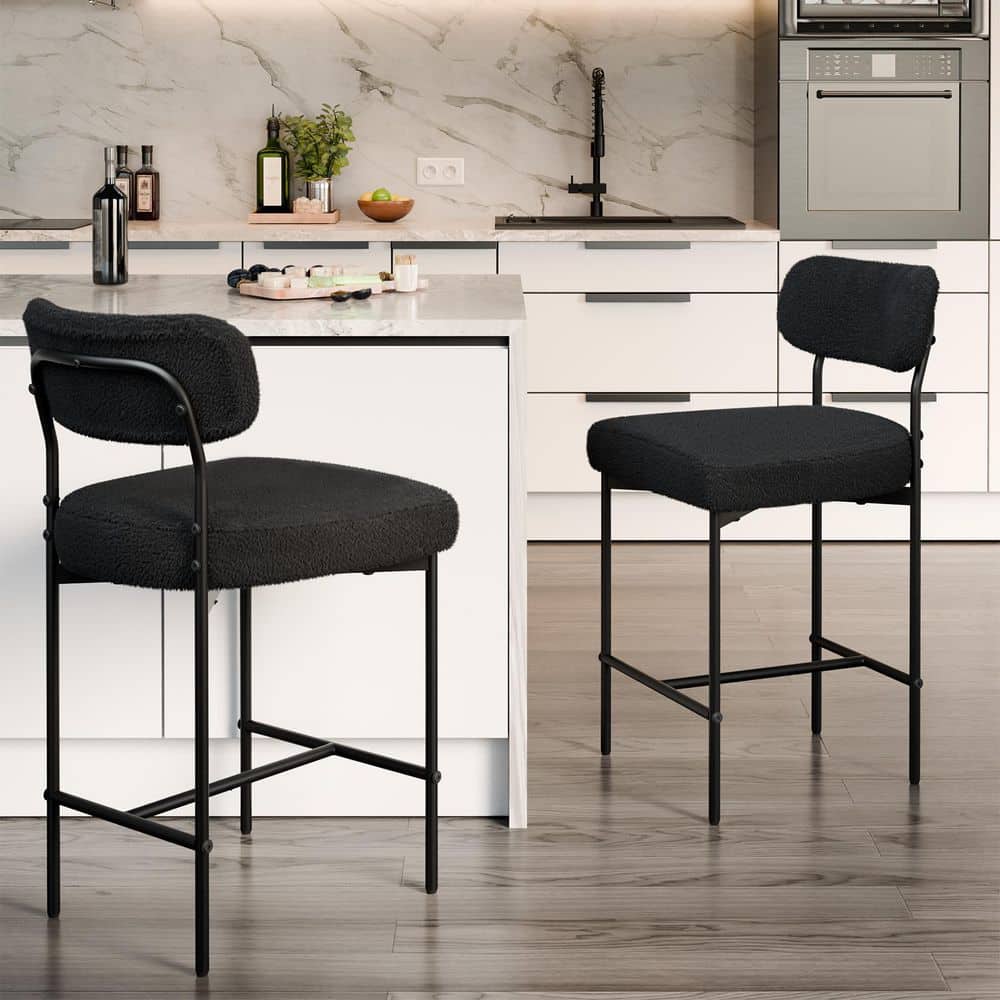 Hommpa 26 in. H Black Kitchen Bar Stools Counter Height Bar Stools with ...