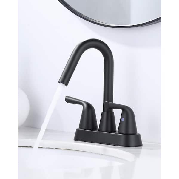 4 in. Stainless Steel Centerset Double Handle Bathroom Faucet in Black