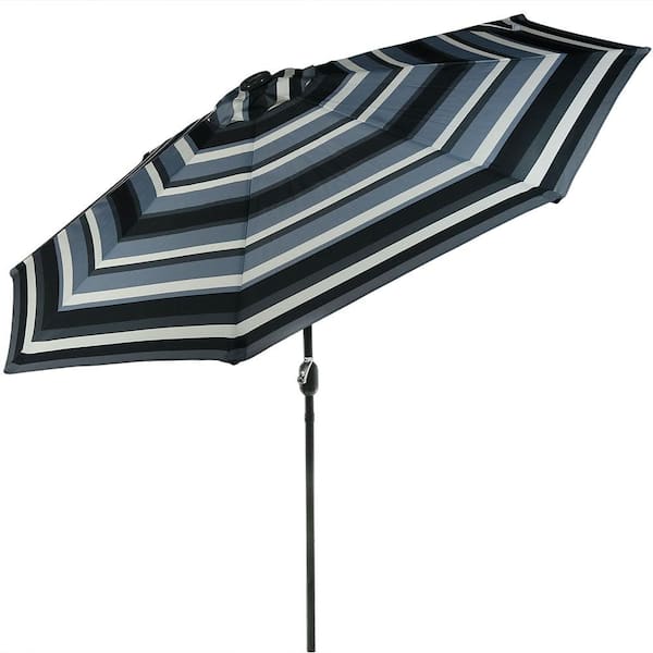 Sunnydaze 9 ft. Aluminum Market Solar Tilt Patio Umbrella in Catalina Beach Stripe