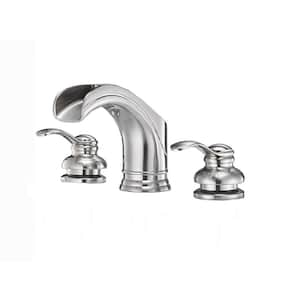 8 in. Waterfall Widespread 2-Handle Bathroom Faucet In Brushed Nickel