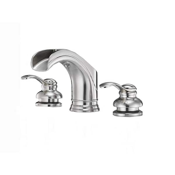 BWE 8 in. Waterfall Widespread 2-Handle Bathroom Faucet In Brushed Nickel