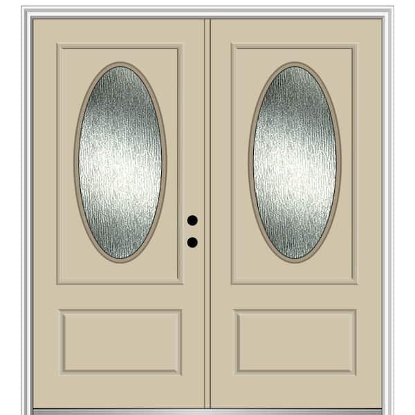 MMI Door 72 in. x 80 in. Left-Hand/Inswing Rain Glass Wicker Fiberglass Prehung Front Door on 6-9/16 in. Frame