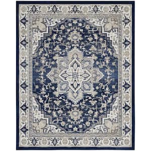 Cyrus Navy/Ivory 8 ft. x 10 ft. Medallion Traditional Area Rug