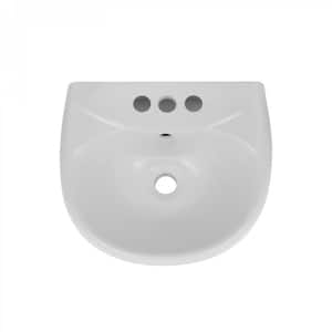 Child Sized White Vitreous China Bathroom Pedestal Sink Wash Basin Only with 4In. Centerset Faucet Holes and Overflow