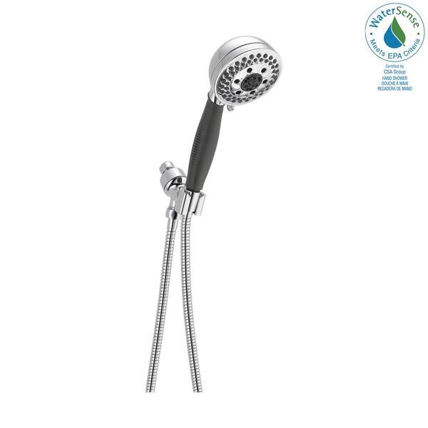 Delta 5-Spray Patterns 1.75 GPM 4.09 in. Wall Mount Handheld Shower Head with H2Okinetic in Chrome