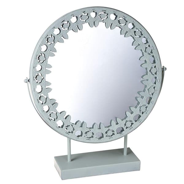 Filament Design Sundry 19 in. x 16.75 in. Light Blue Mirror on Stand Framed Vanity Mirror