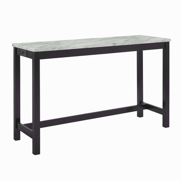 Pair of Neo-Classical Style Steel Console Tables with Marble Tops Pair of Neo-Classical Style Steel Console Tables with Marble Tops