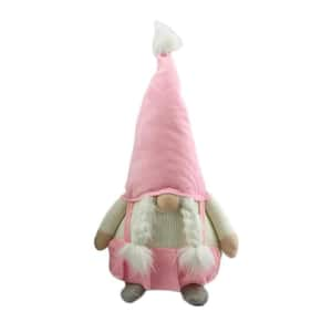 Jute Pink and White Fabric Standing Gnome