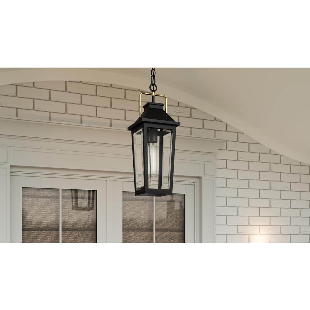 Buckley Matte Black Outdoor Hanging Lantern with Clear Glass