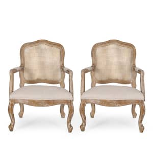 Corral Beige and Natural Upholstered Dining Armchair (Set of 2)