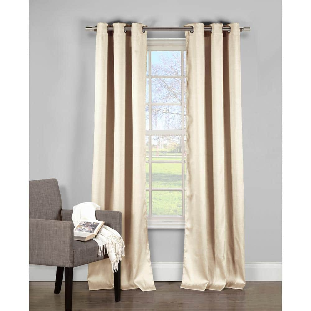 Vera Champagne Solid Grommet Room Darkening Curtain - 54 in. W x 84 in ...