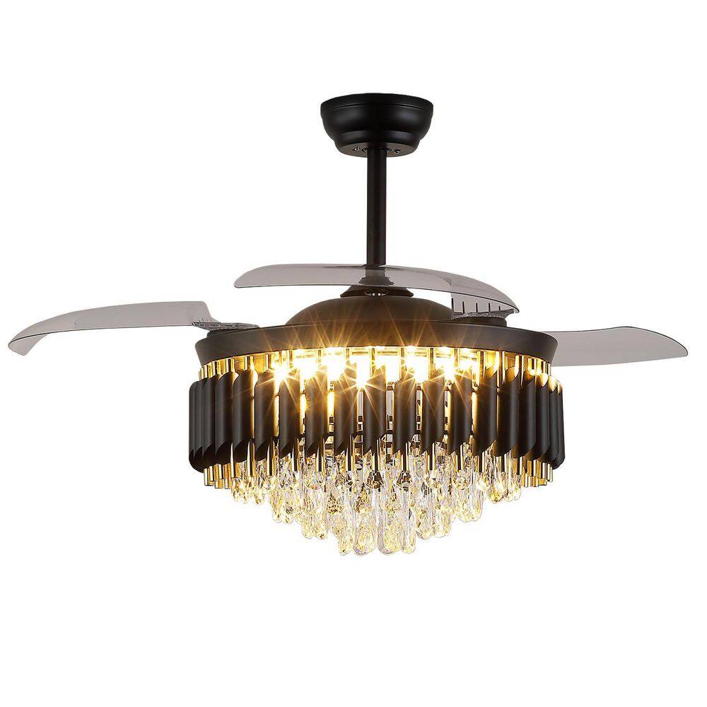"48"" Indoor Crystal Retractable Black Ceiling Fan with Lights and Remote/APP Control" price history on PriceWatchPro