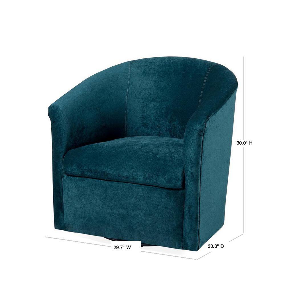 Elizabeth Ocean Blue Velvet-Feel Microfiber Swivel Barrel Chair