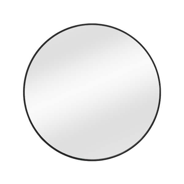 Unbranded 24 in. W x 24 in. H Round Glass Framed Wall Bathroom Vanity Mirror in Black