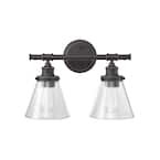 Parker 2-Light Oil Rubbed Bronze Vanity Light with Clear Glass Shades