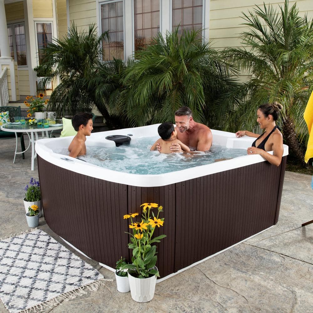 Leganza 6-Person 90-Jet Arctic White and Espresso Hot Tub