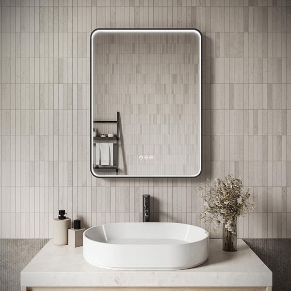 Streamline 24 in. W x 32 in. H Rectangular Framed LED Light Anti-Fog Dimmable Color Temperature Change Wall Bathroom Vanity Mirror