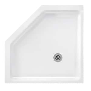 Neo Angle 36 in. x 36 in. Solid Surface Single Threshold Shower Pan in White