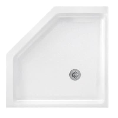 Swan 36 In. X 36 In. Solid Surface Single Threshold Shower Pan In White ...