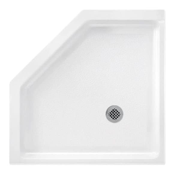 Swan Neo Angle 36 in. x 36 in. Solid Surface Single Threshold Shower Pan in White