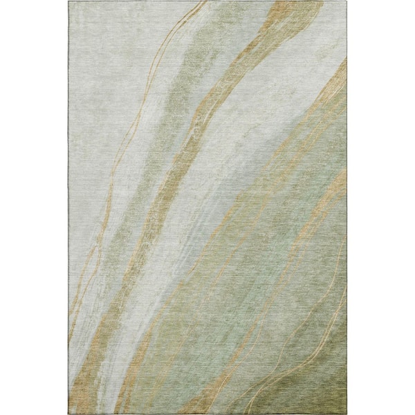 Mayfield Premium Machine Washable Abstract AMF2036 Sage 8 ft. x 10 ft. Area Rug