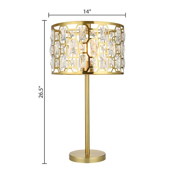 Gold Metal Candlestick Table Lamp, Crystal Shade Lamp