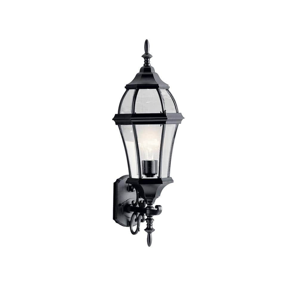 Black Cast Aluminum Traditional Wall Lantern with Clear Glass