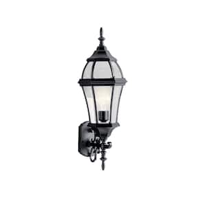 Townhouse 26.75 in. 1-Light Black Outdoor Hardwired Wall Lantern Sconce with No Bulbs Included (1-Pack)