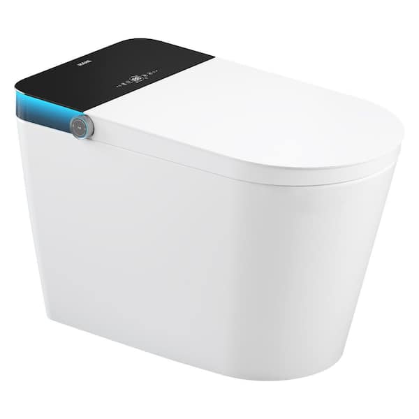Elongated ADA Height Electric Bidet Toilet 1. 06GPF in White with Auto Temp Adjust, Auto Lid/Flush for Family & Seniors