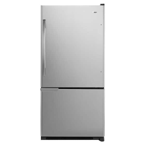 Amana 18 Cu Ft Bottom Freezer Refrigerator In Stainless Steel Abb1921brm The Home Depot