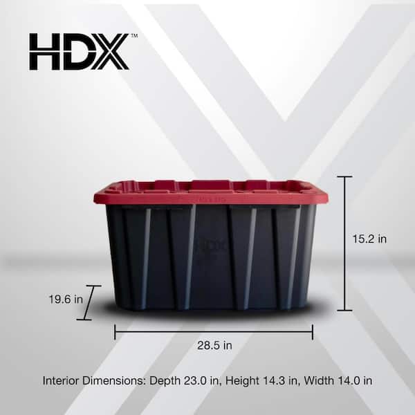 HDX 27 Tough Storage Tote in Black with Red Lid (4-Pack) 999