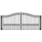London Style 16 ft. x 6 ft. Black Steel Dual Driveway Fence Gate
