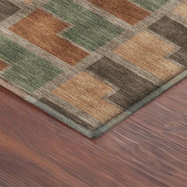 Mayfield Premium Machine Washable Abstract AMF2417 Paprika 2 ft. x 3 ft. Accent Rug